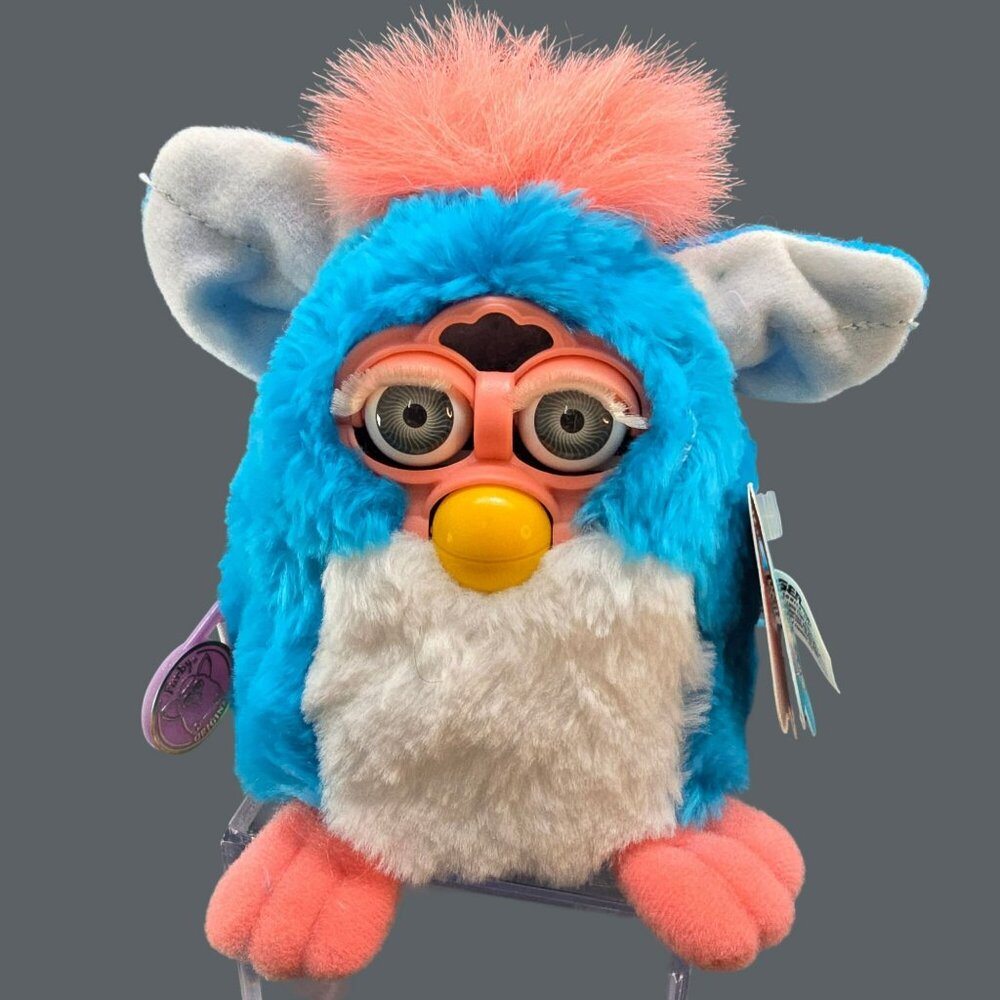 Vintage 1999 Furby Baby Tiger Toy Electronics Blue Pink Plush NWT Rare JJ4166